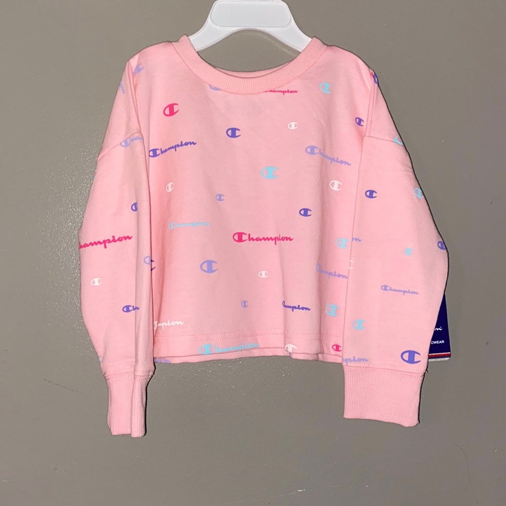 Champion Girls Cropped Crewneck Sweatshirts ~ All Over Print ~ Pink Candy ~ NWT